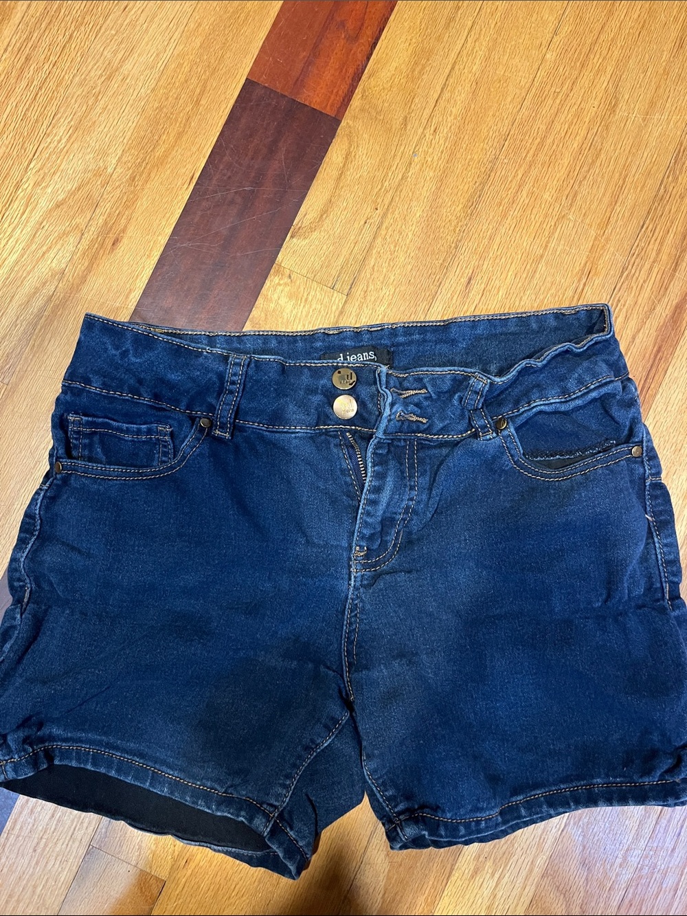 Classic High-Rise Dark Blue Denim Shorts